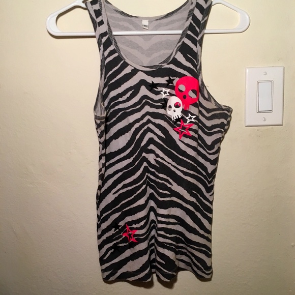 Hot Topic Tops Emo Gray Zebra Striped Tank Top W Skulls Size M Poshmark Hot Topic Tops Emo Gray Zebra Striped Tank Top W Skulls Size M Poshmark